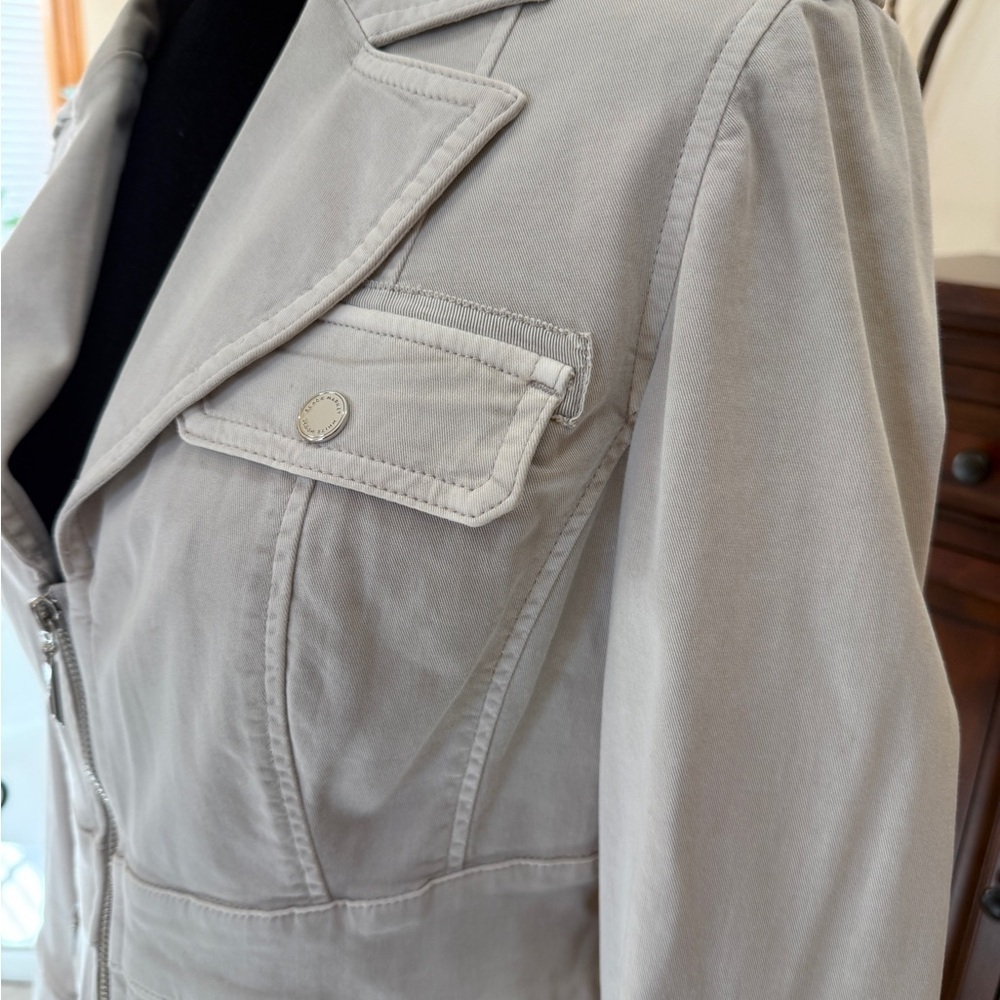 White House Black Market Taupe Zip-Front Utility Jacket - Picture 6 of 9